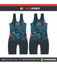 MULTI COLORS SKULL  WRESTLING SINGLETS 